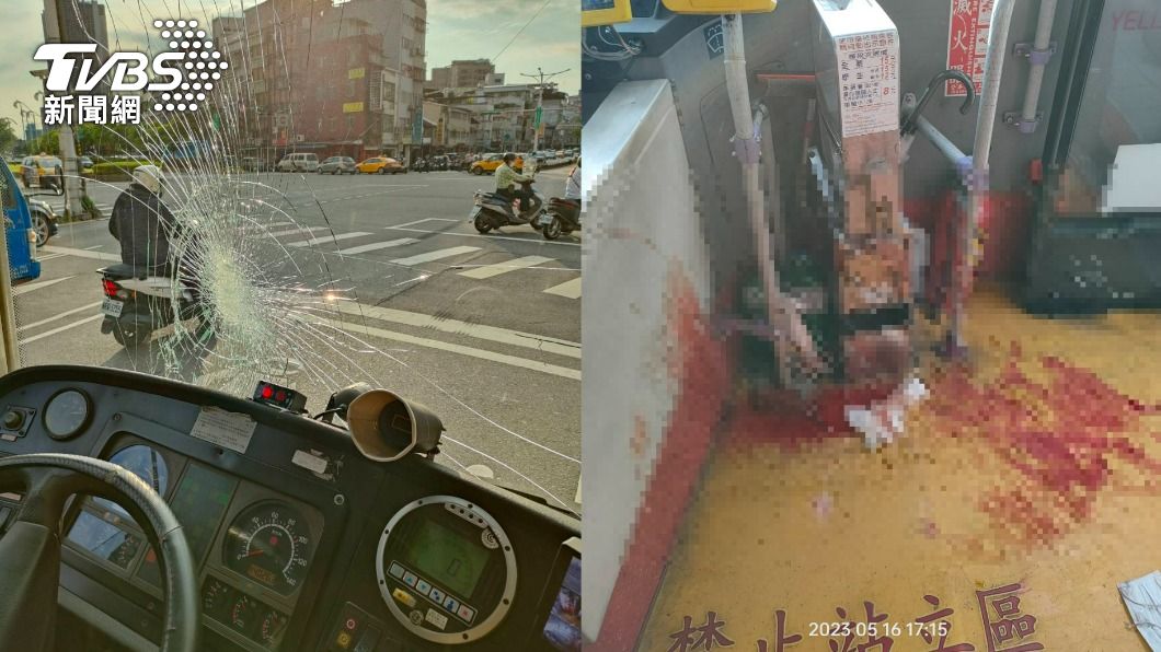 黃燈了!公車追撞前方機車騎士 乘客摔飛衝投幣箱滿地血