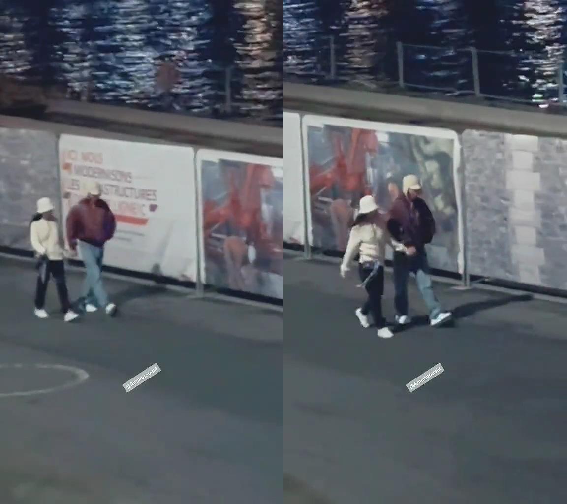 V跟Jennie曾被拍巴黎漫步約會。(圖/翻攝自推特)