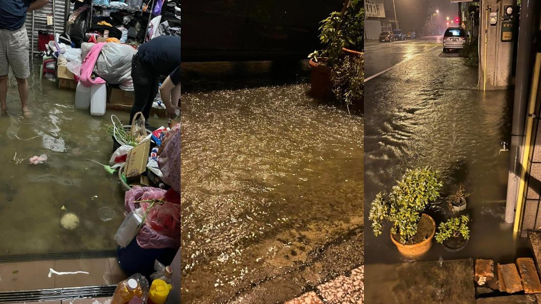 新竹民眾因家中淹水驚醒。(圖/翻攝自當事人臉書)