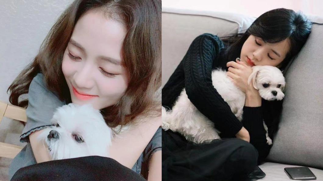 Jisoo和愛犬Dalgom。(圖/翻攝自微博)