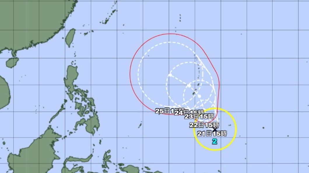 第二號颱風瑪娃(MAWAR)形成。(圖/翻攝自臉書 天氣風險 WeatherRisk)