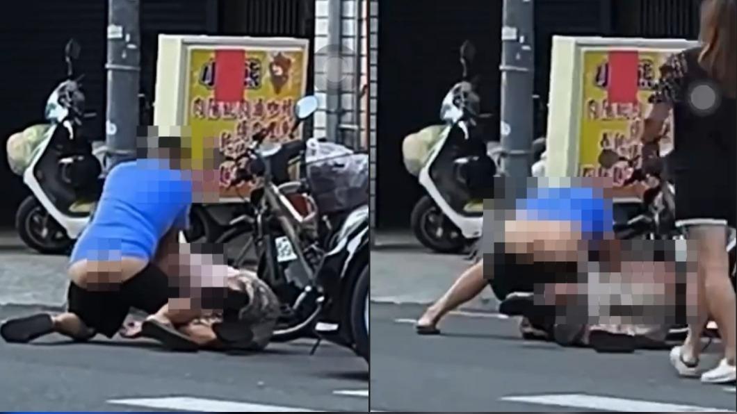 陳男被壓在地上打。(圖/翻攝自記者爆料網)