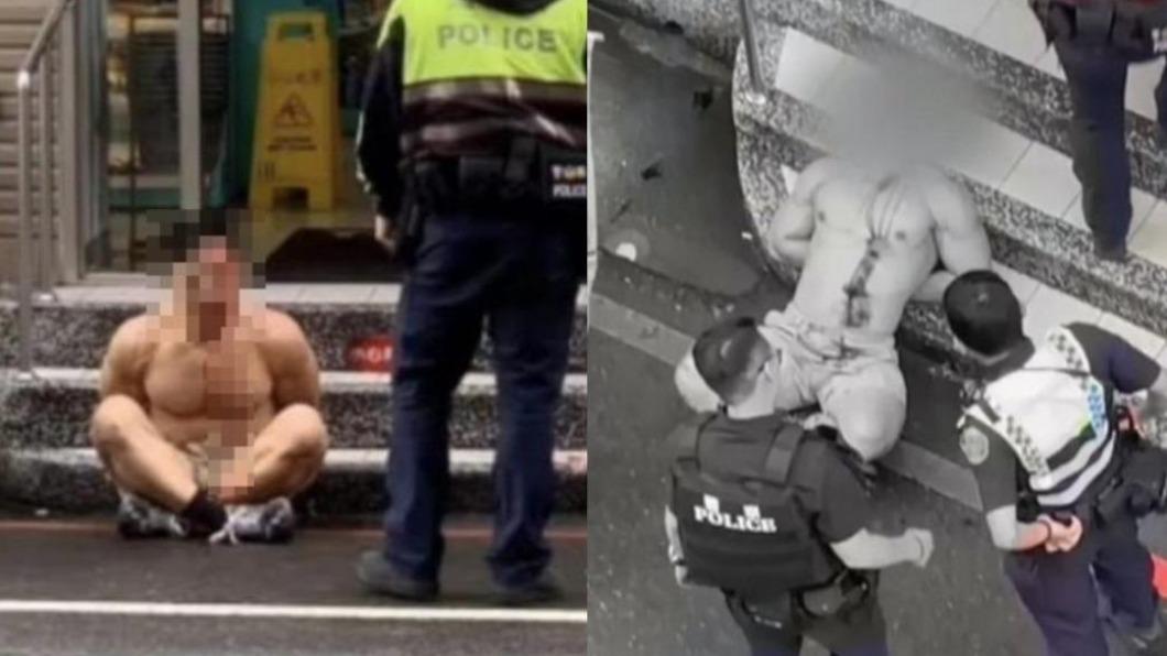 超商浩克遭員警暴打12下。(圖/翻攝自爆料公社二館臉書、TVBS資料畫面)