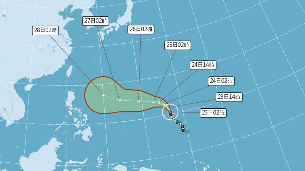 中颱瑪娃估明轉強颱。（圖／中央氣象局）
