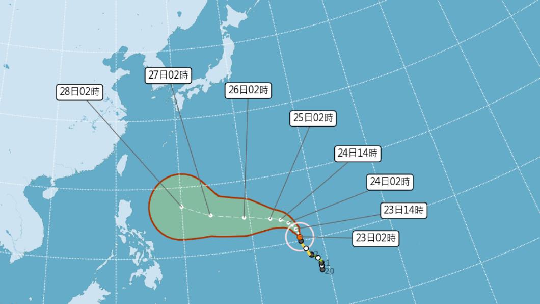 「瑪娃」在菲律賓東方海面,以每小時12公里速度向北北西進行。(圖/中央氣象局官網)