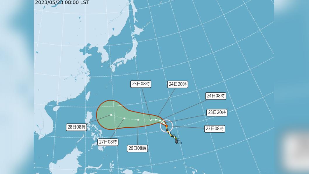 我國中央氣象局預測颱風瑪娃路徑。(圖/翻攝自中央氣象局)