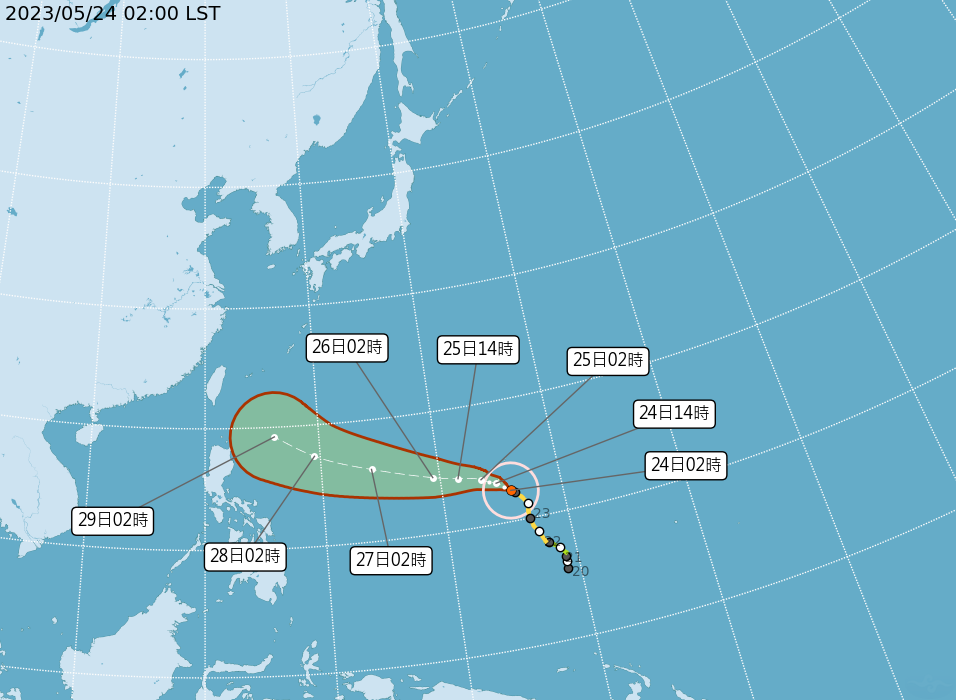 颱風「瑪娃」路徑預報。（圖／中央氣象局）