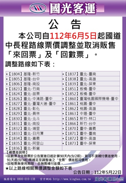國光客運調漲。(圖/國光客運官網)
