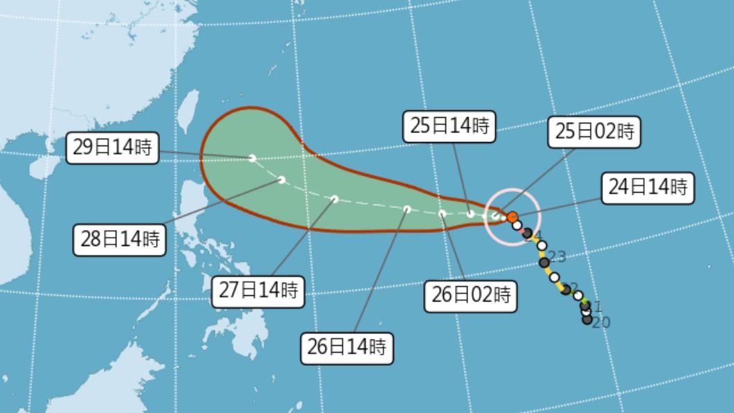 瑪娃颱風路徑預測。(圖/翻攝自中央氣象局官網)