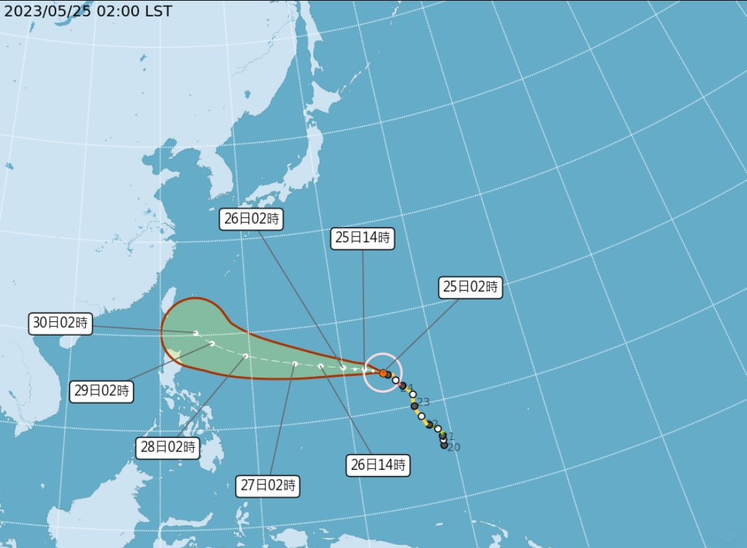 「瑪娃」颱風路徑預報。（圖／中央氣象局）