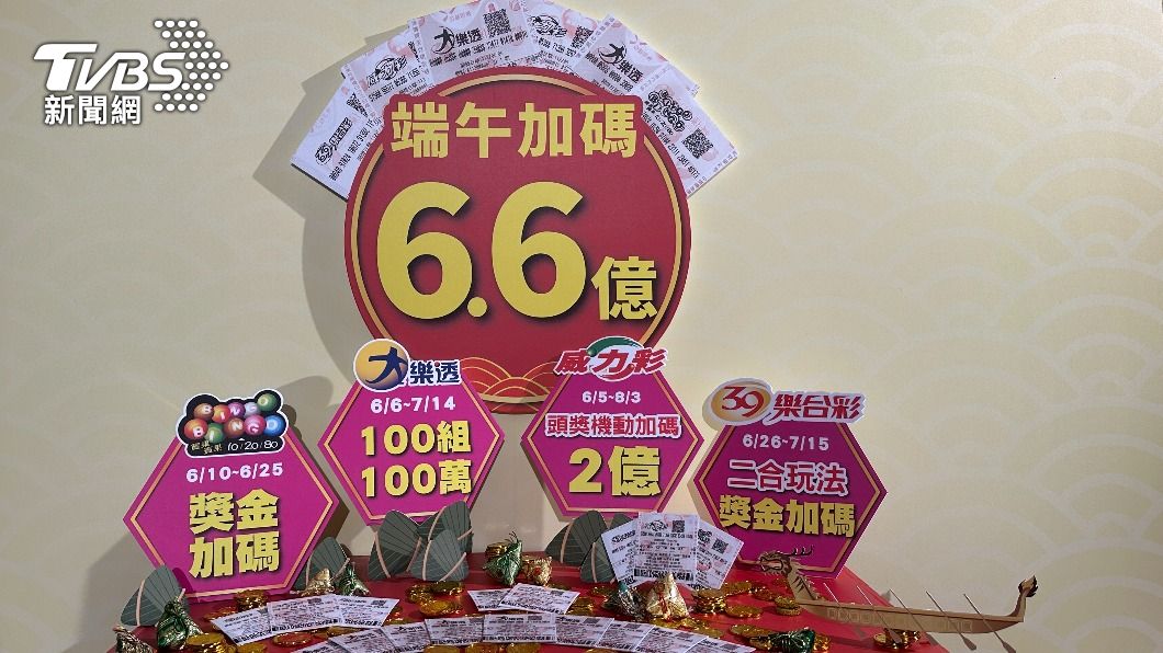 台彩端午撒6.6億!加碼一次看 大樂透6/6起加開百組百萬