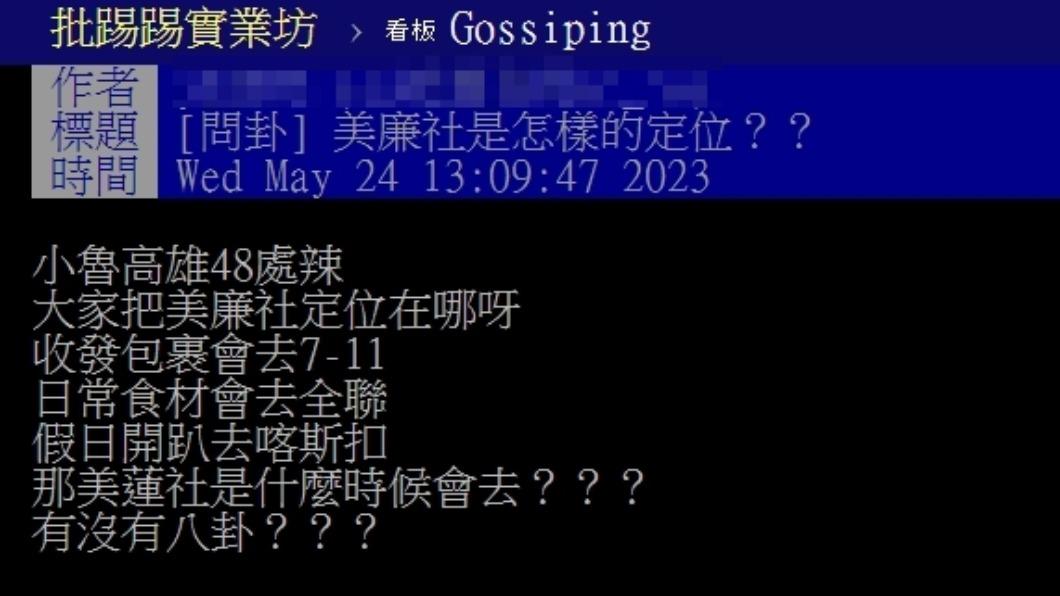 一名網友在PTT向大家發問何時會去美廉社。（圖／翻攝自PTT）