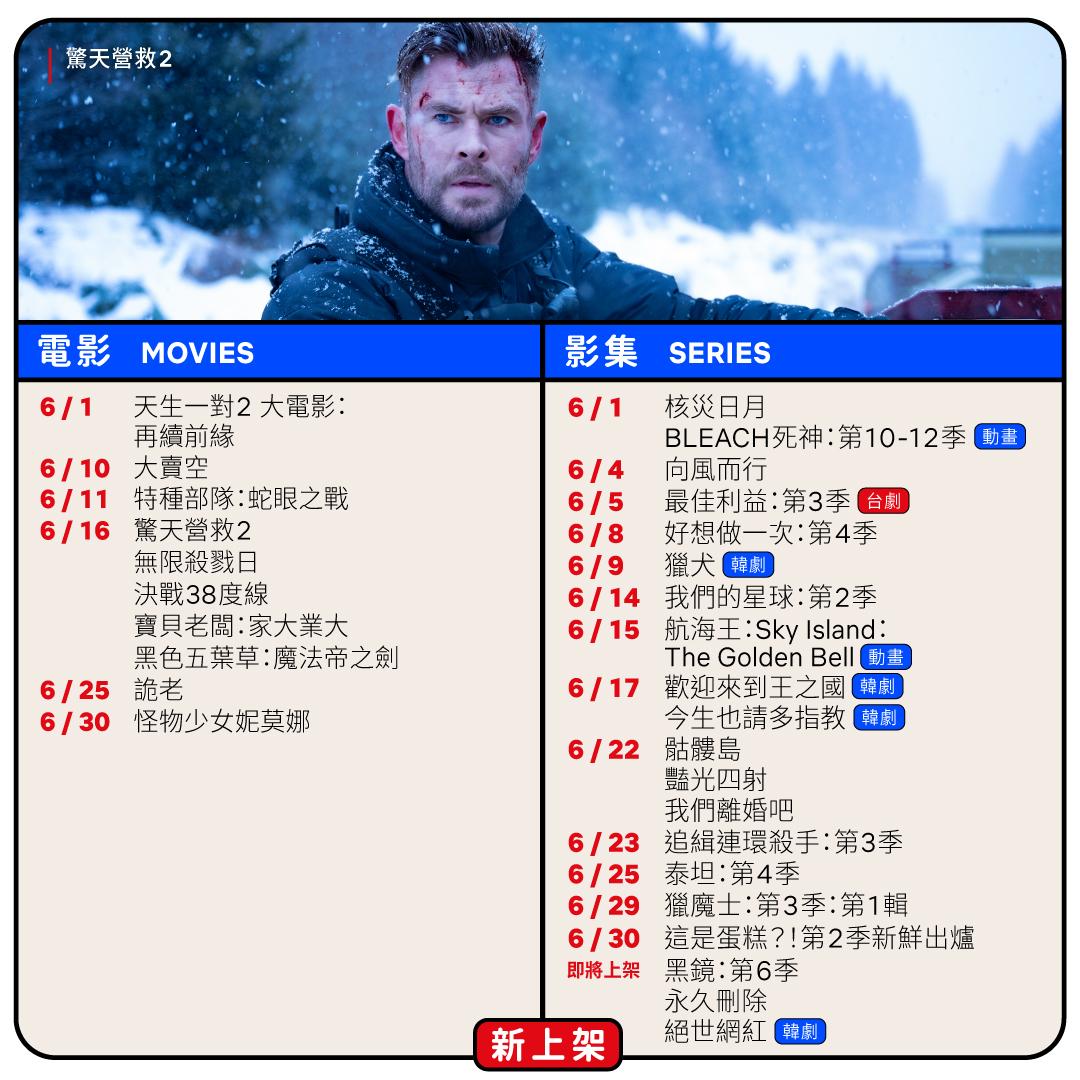 Netflix6月份上架片單。（圖／翻攝自臉書）