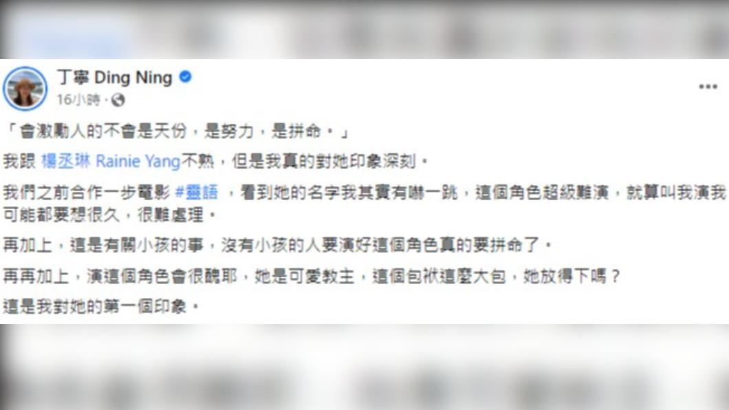 丁寧認為楊丞琳是個勇敢正直的人。(圖/翻攝自丁寧臉書)
