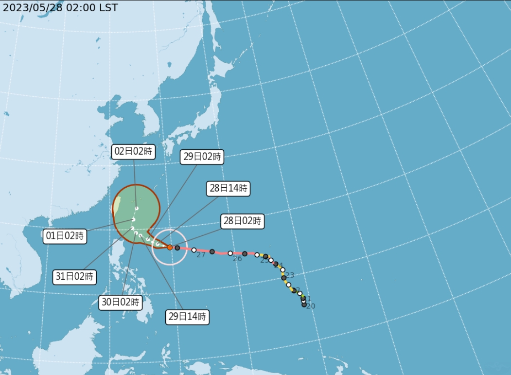 「瑪娃」颱風路徑預報。(圖/中央氣象局)
