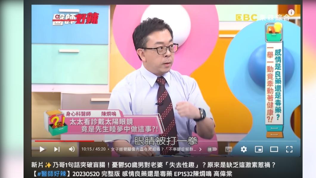 太太被睡夢中的先生打一拳。(圖/翻攝自醫師好辣YouTube)