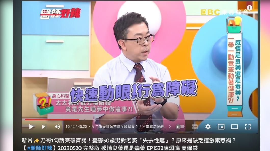 陳烱鳴診斷為「快速動眼期睡眠行為障礙」。(圖/翻攝自醫師好辣YouTube)