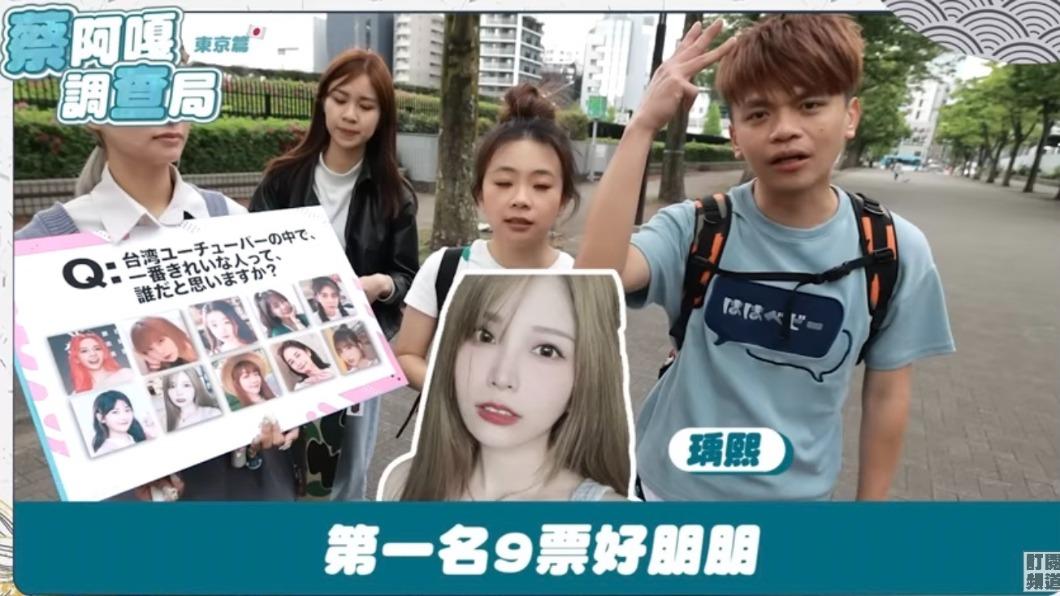 瑀熙為日男票選第一名。(圖/翻攝自YouTube蔡阿嘎)