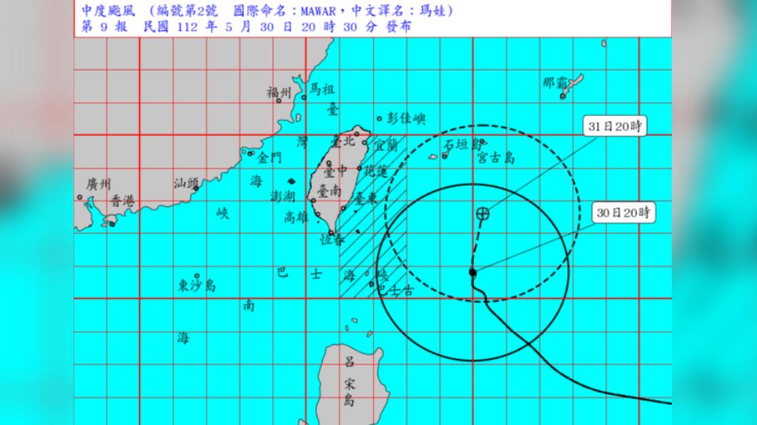 瑪娃導致沿海風浪逐漸增強。（圖／翻攝自中央氣象局）