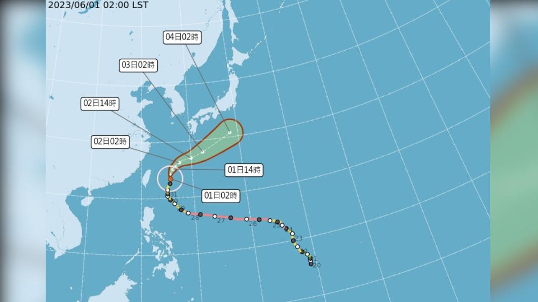 「瑪娃」轉輕颱向北北東遠離。（圖／中央氣象局）