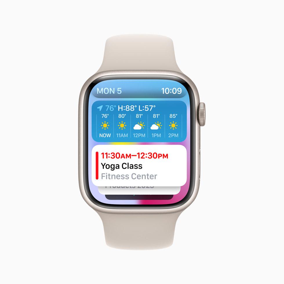 watchOS10系統引入iPhone的「智慧型堆疊」功能。(圖/翻攝自蘋果官網)