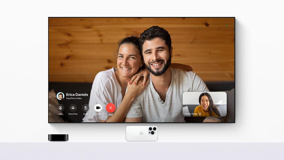 蘋果在tvOS 17首次將FaceTime導入Apple TV。(圖/翻攝自蘋果官網)