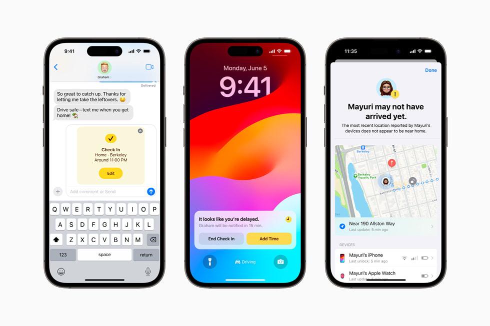 訊息APP新增「Check in」報平安功能。(圖/翻攝自蘋果官網)
