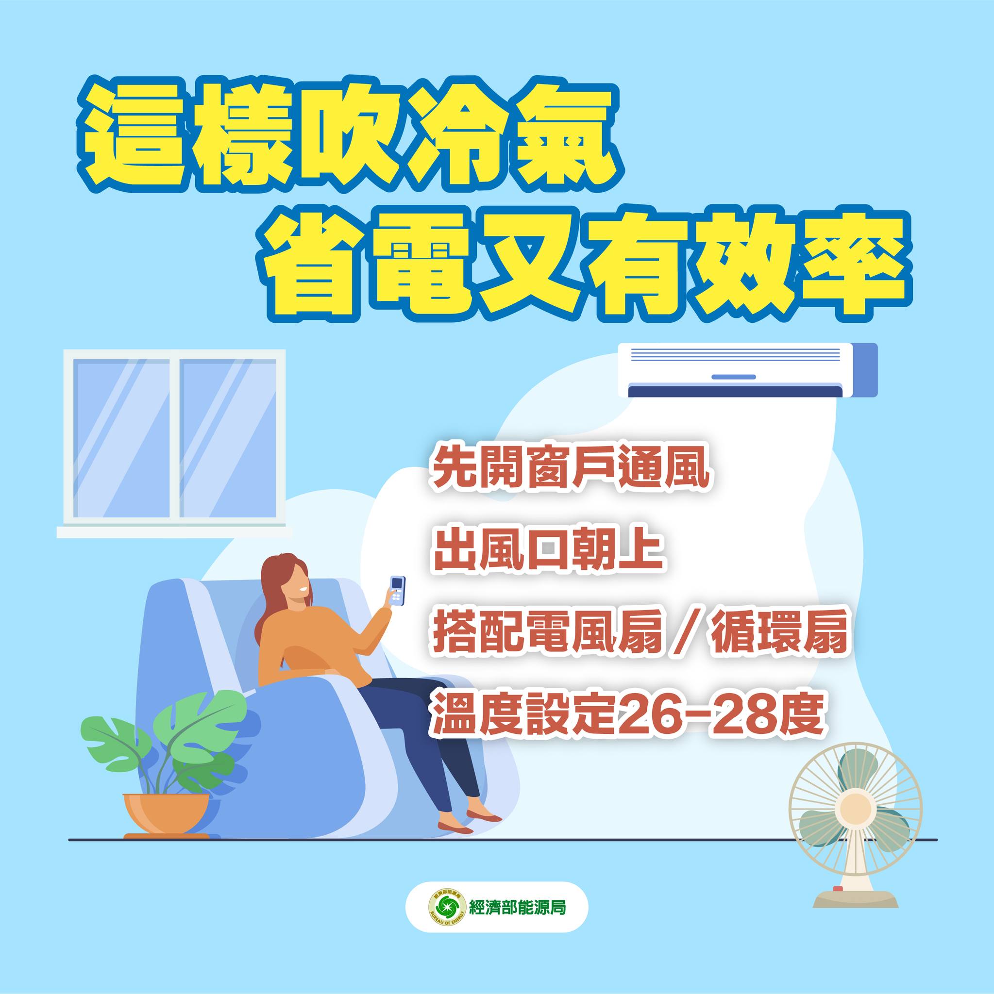 使用冷氣小撇步。（圖／經濟部能源局）