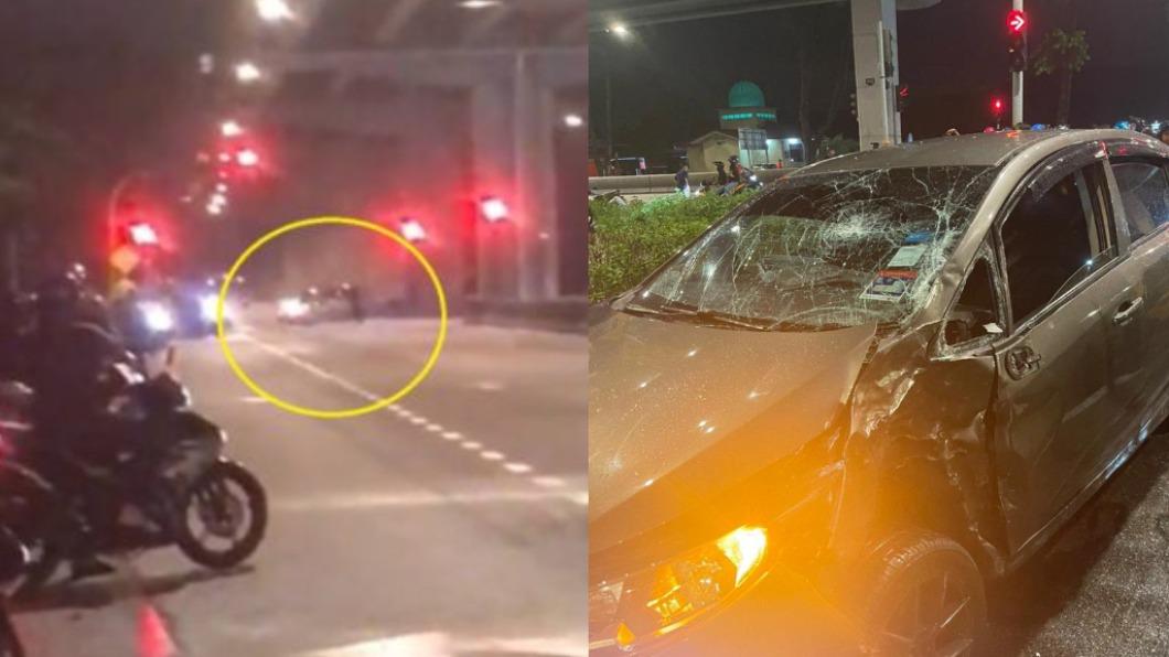 馬來西亞的19歲青年超速加上闖紅燈,撞上小客車後當場喪命。(圖/翻攝自@v_vendha Twitter)
