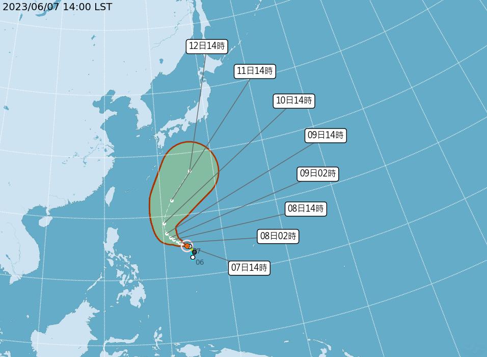 谷超颱風預測路徑。(圖/翻攝自中央氣象局)
