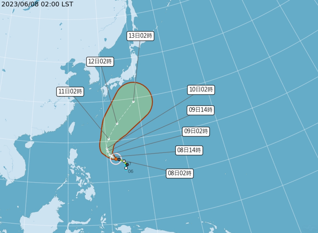 「谷超」颱風路徑預報。(圖/中央氣象局)