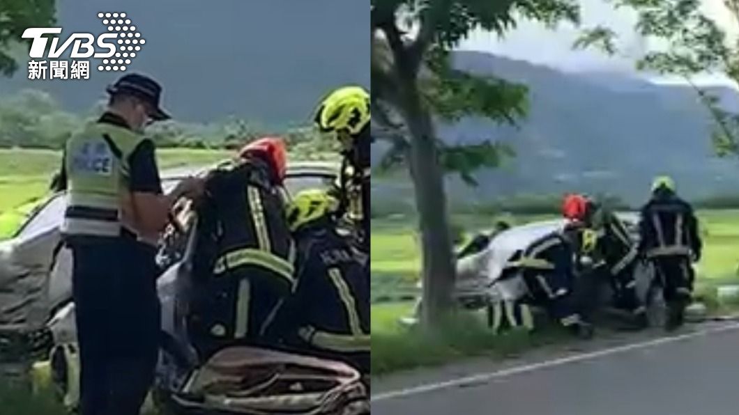 花蓮女駕駛「疑精神不濟」自撞身亡 車頭全毀嚴重變形