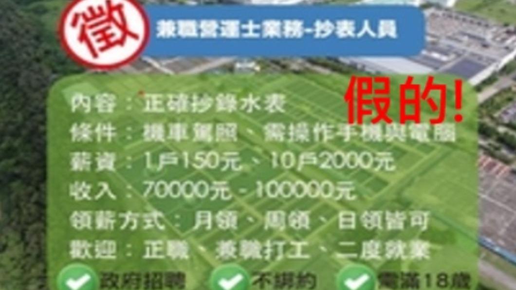 臉書竄「徵7萬高薪抄表員」訊息! 台水駁:假的