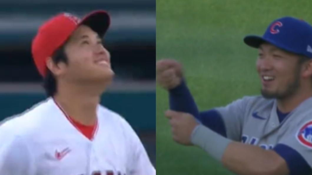 大谷翔平、鈴木誠也今（9）日再度玩起俏皮「釣魚」互動。（圖／翻攝自 推特）