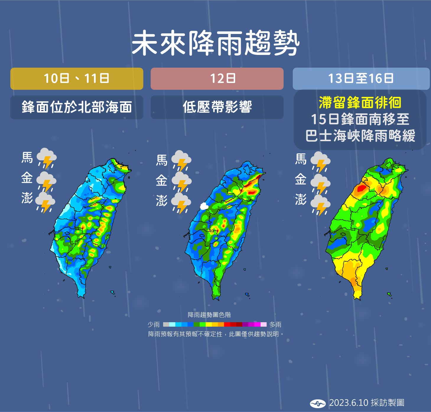 未來一週降雨趨勢。(圖/中央氣象局)