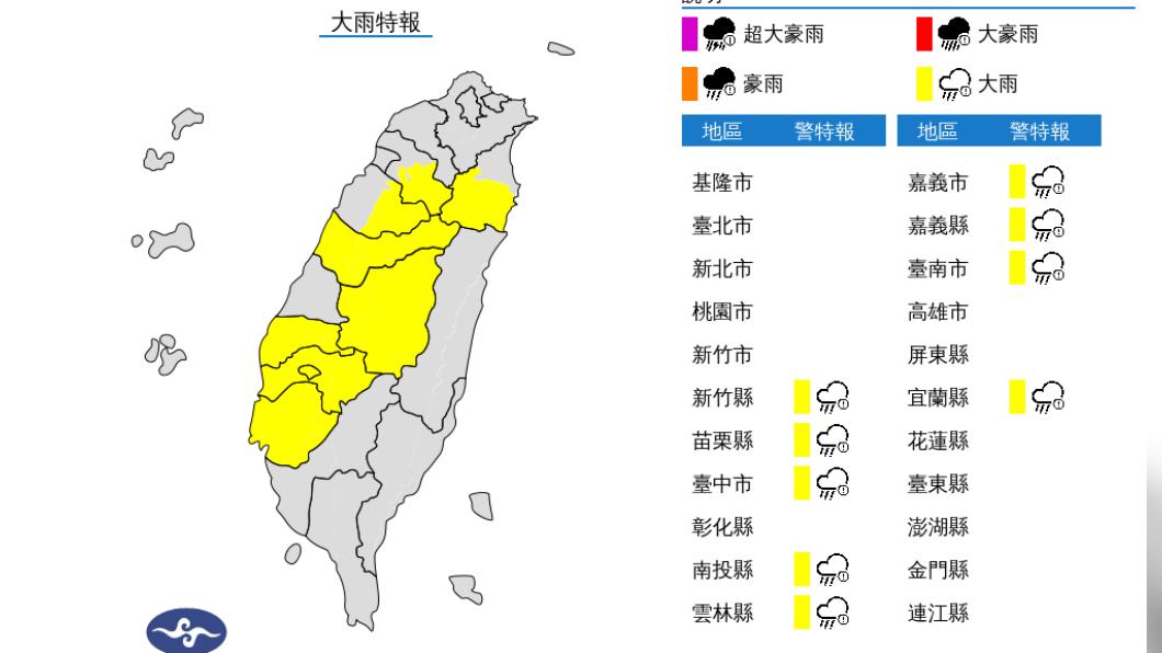 大雨特報。(圖/氣象局)
