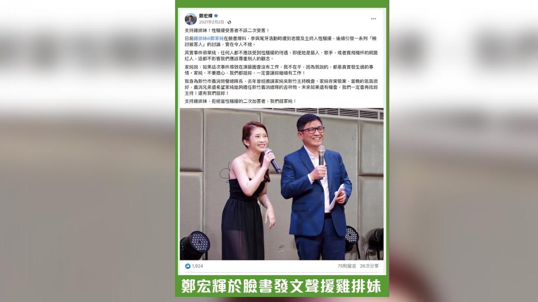 前民進黨新竹市議員、現任神腦國際董事長鄭宏輝遭爆性騷,過去曾聲援雞排妹。(圖/游淑慧提供)
