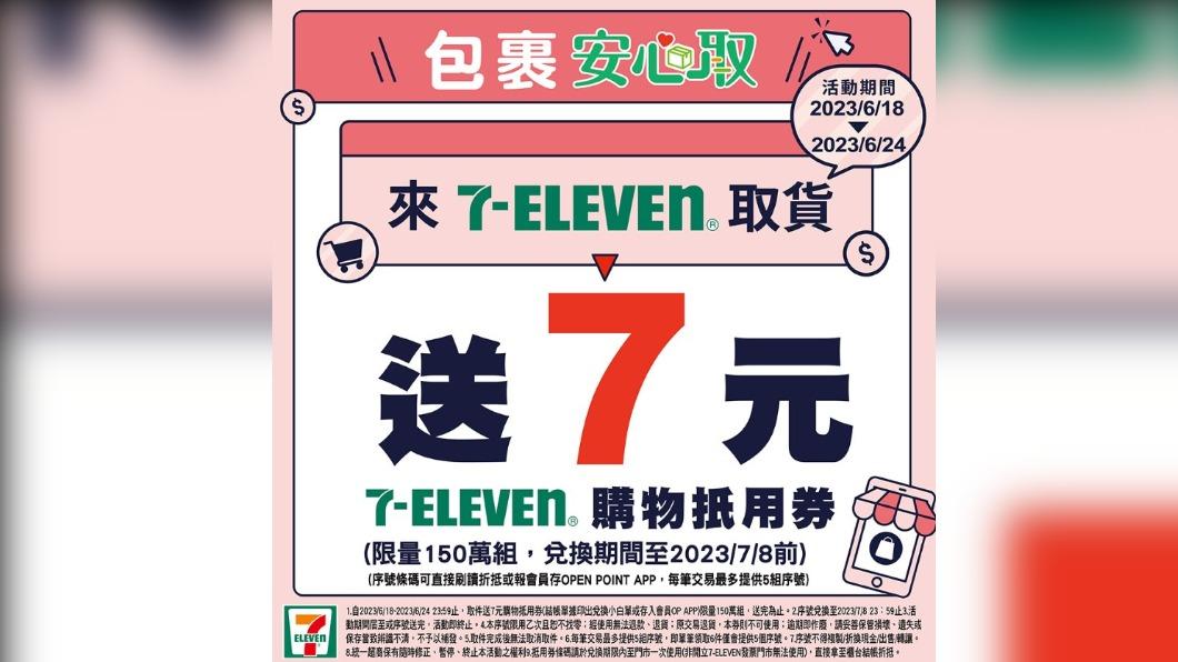 7-ELEVEN取貨送7元購物抵用券。（圖／翻攝自7-ELEVEN官網）