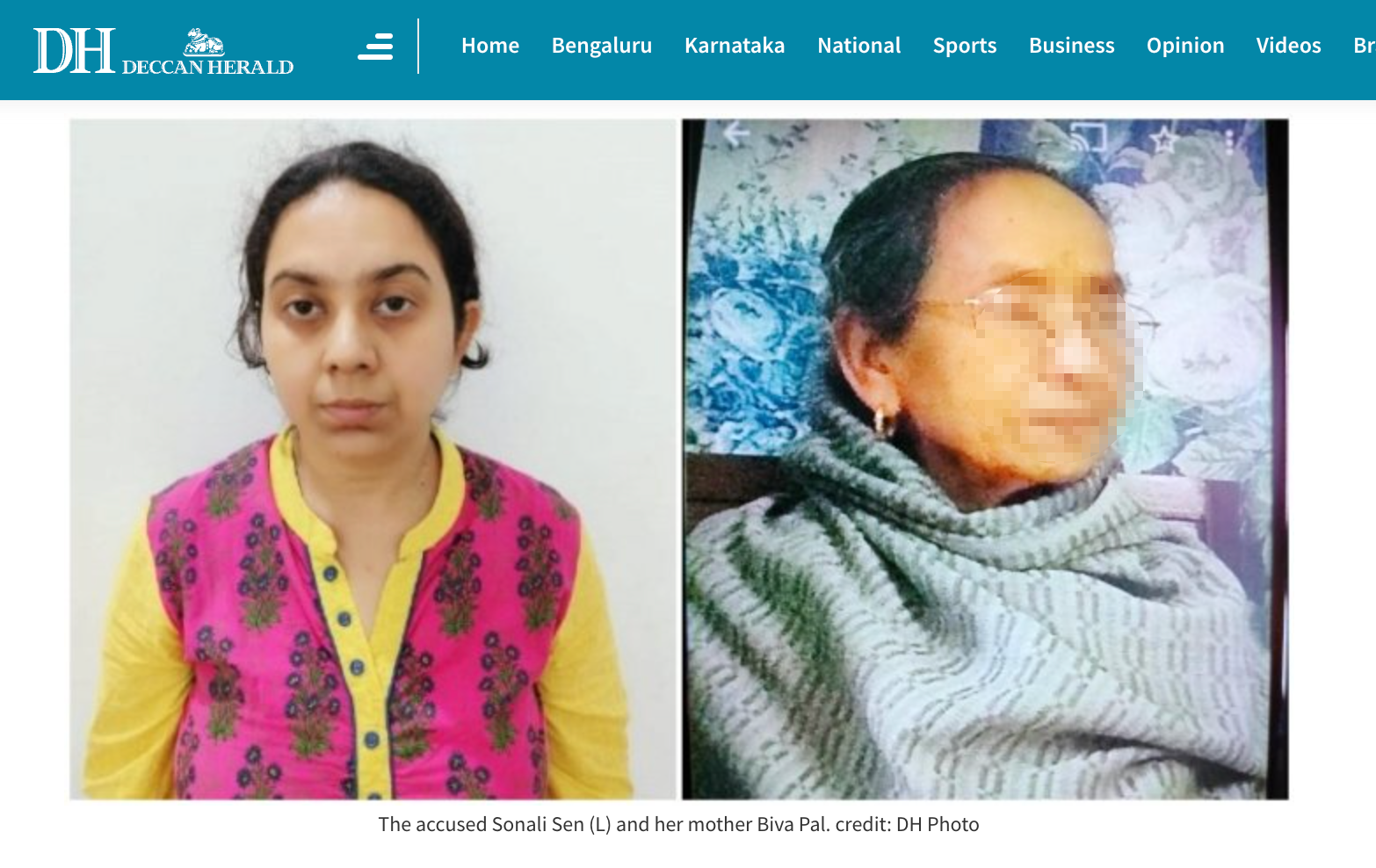 索娜莉殺了媽媽。（圖／翻攝自《Deccan Herald》）