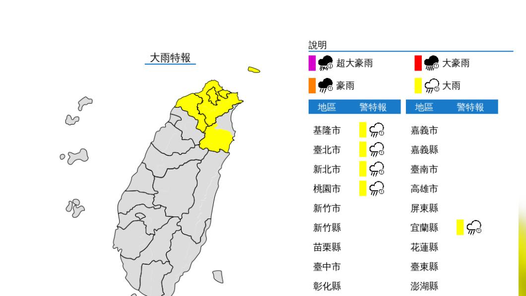 大雨特報。（圖／氣象局）