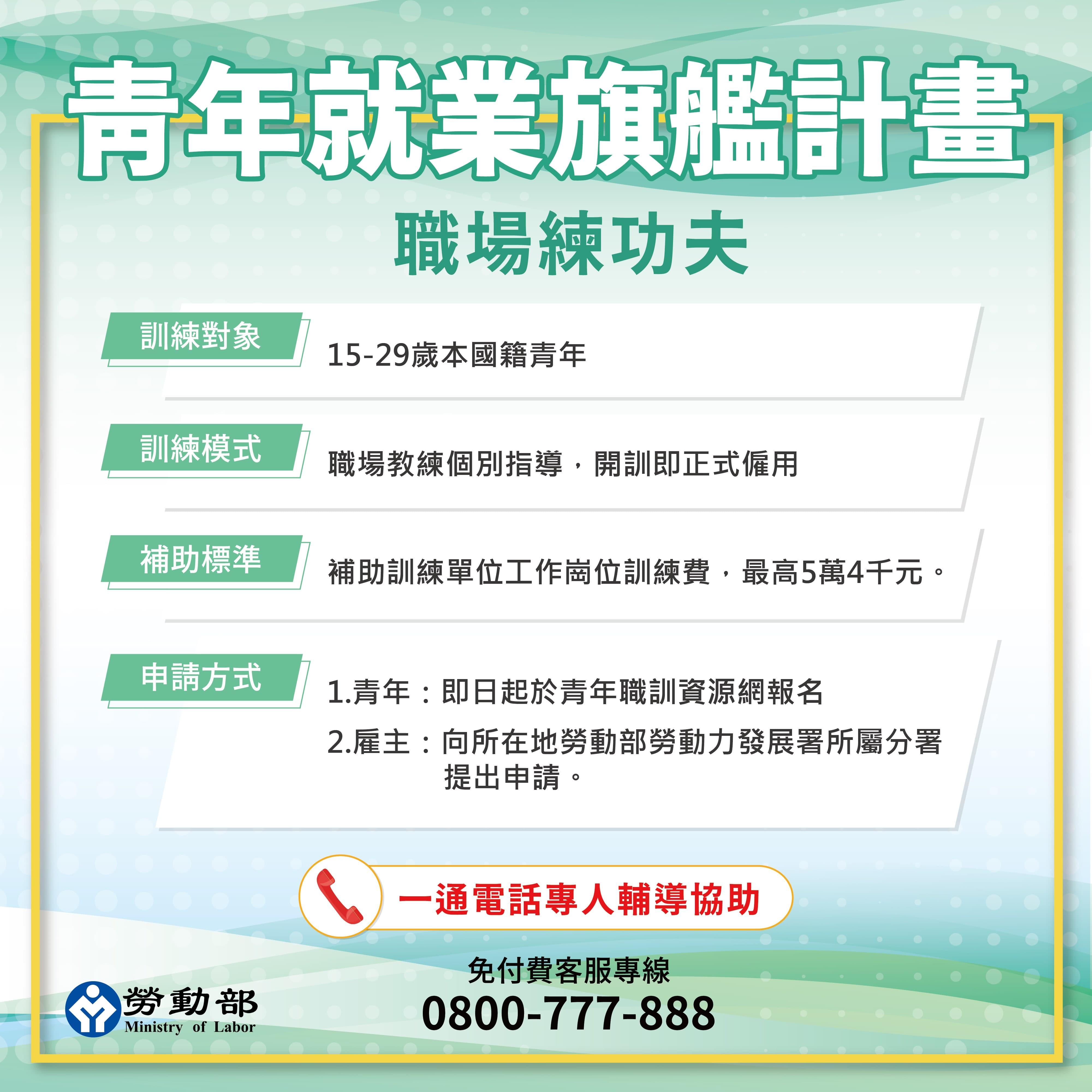 青年就業旗艦計畫。(圖/勞動部)