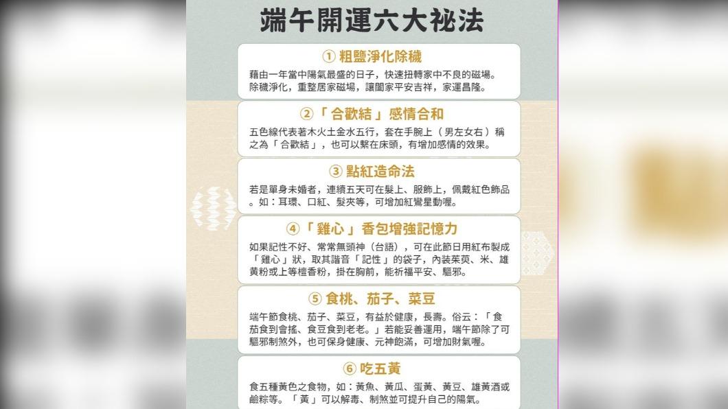 命理老師林霖分享「端午開運六大祕法」。(圖/翻攝自林霖開運臉書)