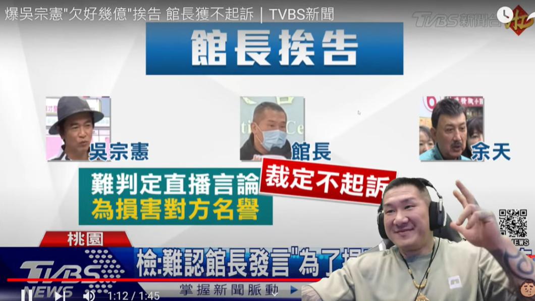 館長也曾因爆料吳宗憲欠債被告,不過獲判不起訴。(圖/翻攝自館長惡名昭彰YT頻道)