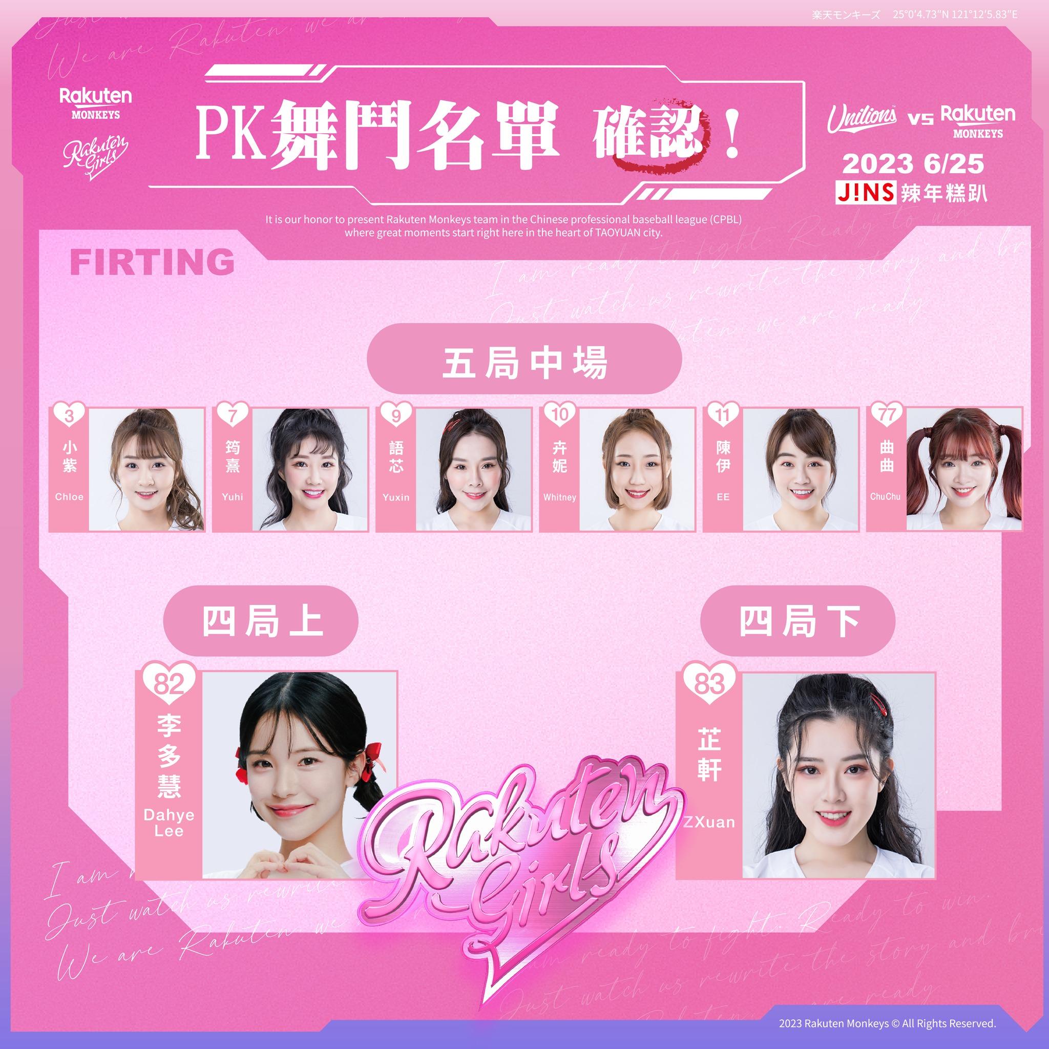 樂天女孩舞鬥名單。(圖/球團提供)