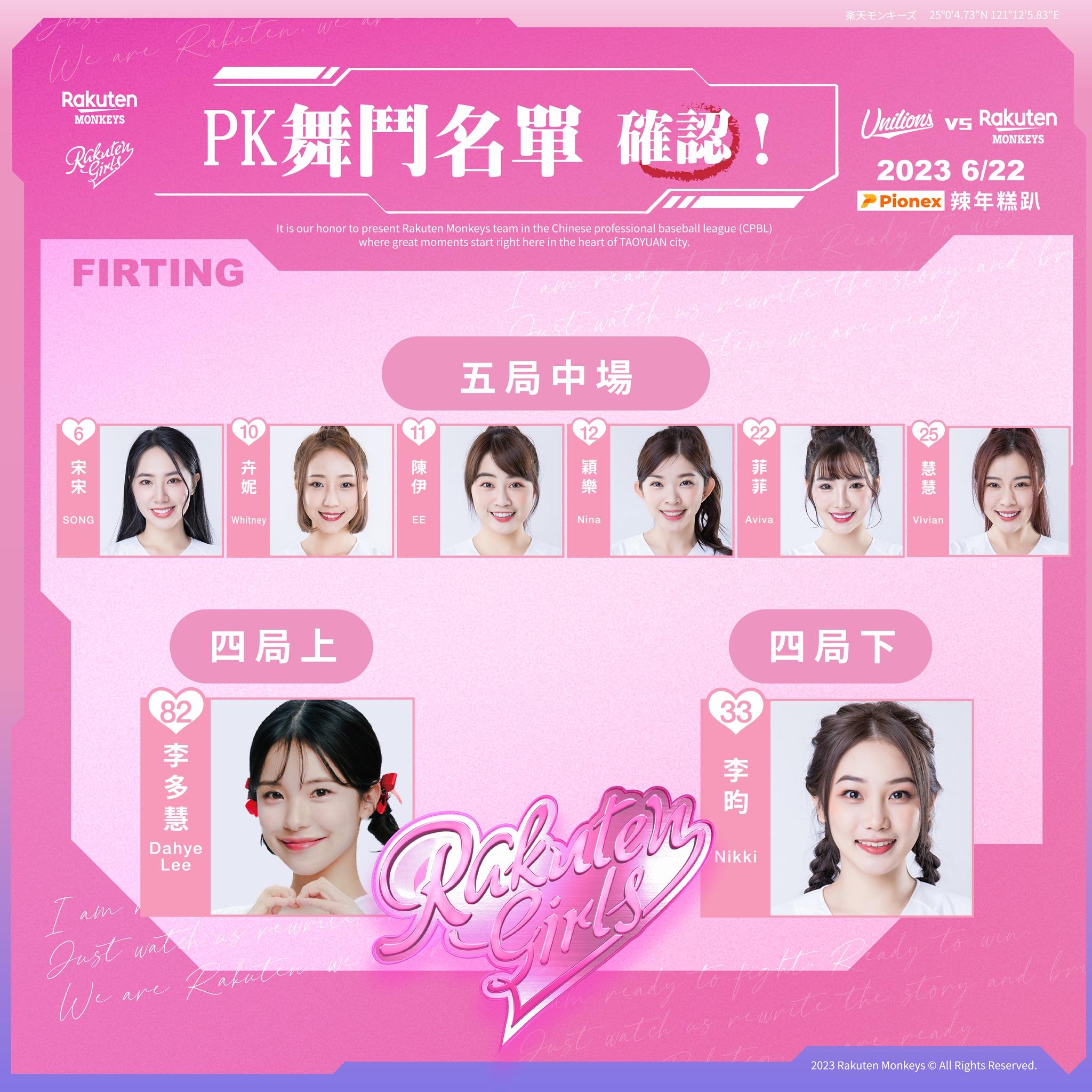 樂天女孩舞鬥名單。(圖/球團提供)