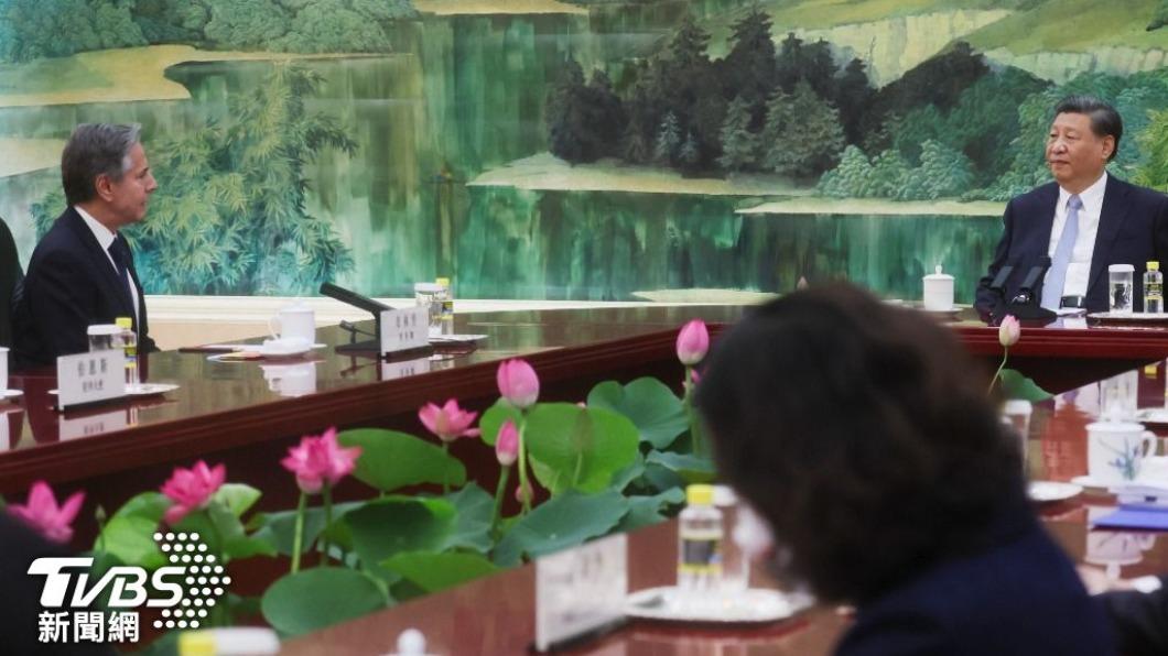 習近平人民大會堂見布林肯。(圖/達志影像美聯社)
