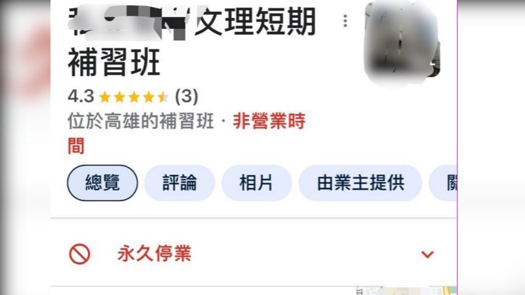 高雄某補習班貼文後直接轉為永久停業。（圖／翻攝自網路）