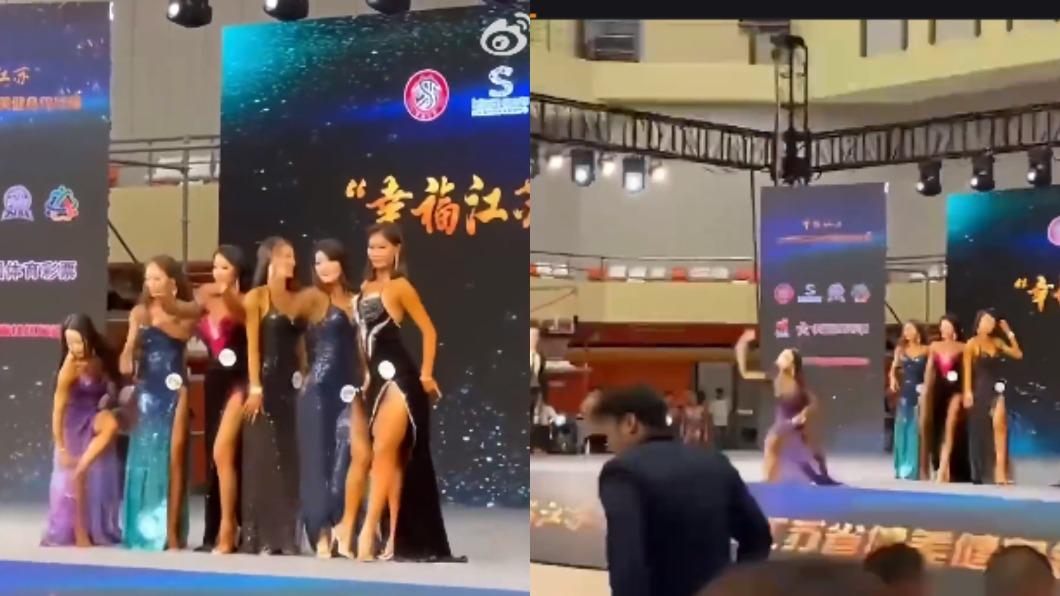不爽潛規則毀約？陸健身女選手比賽中突「脫高跟鞋怒砸裁判」