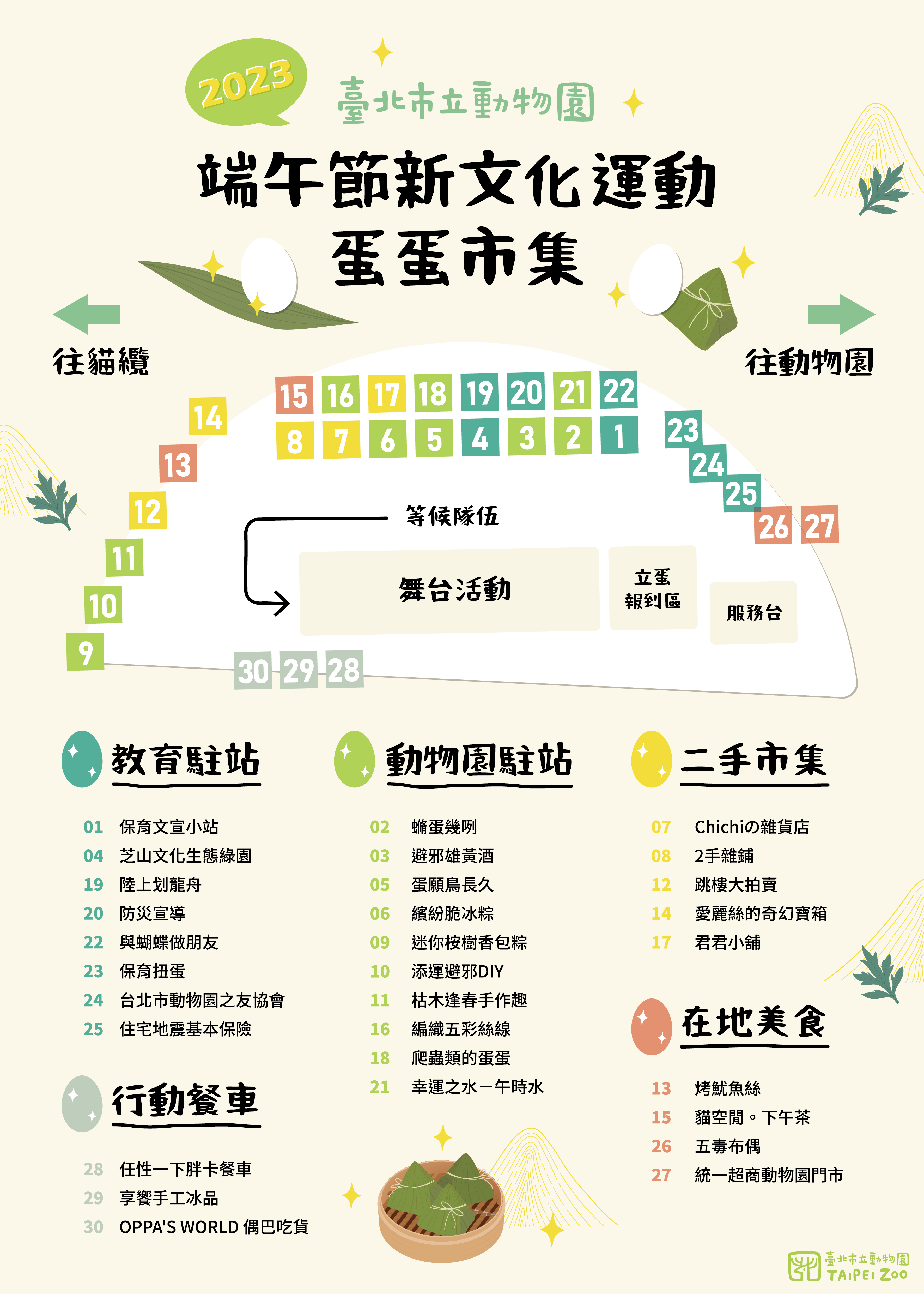 動物園將在今天舉辦「2023端午節新文化運動X蛋蛋市集」。(圖/台北市立動物園提供)