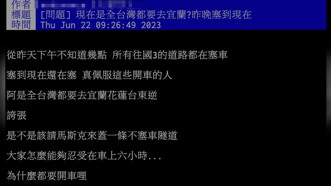 網友崩潰：「是全台灣都要去宜蘭？」（圖／翻攝自PTT）